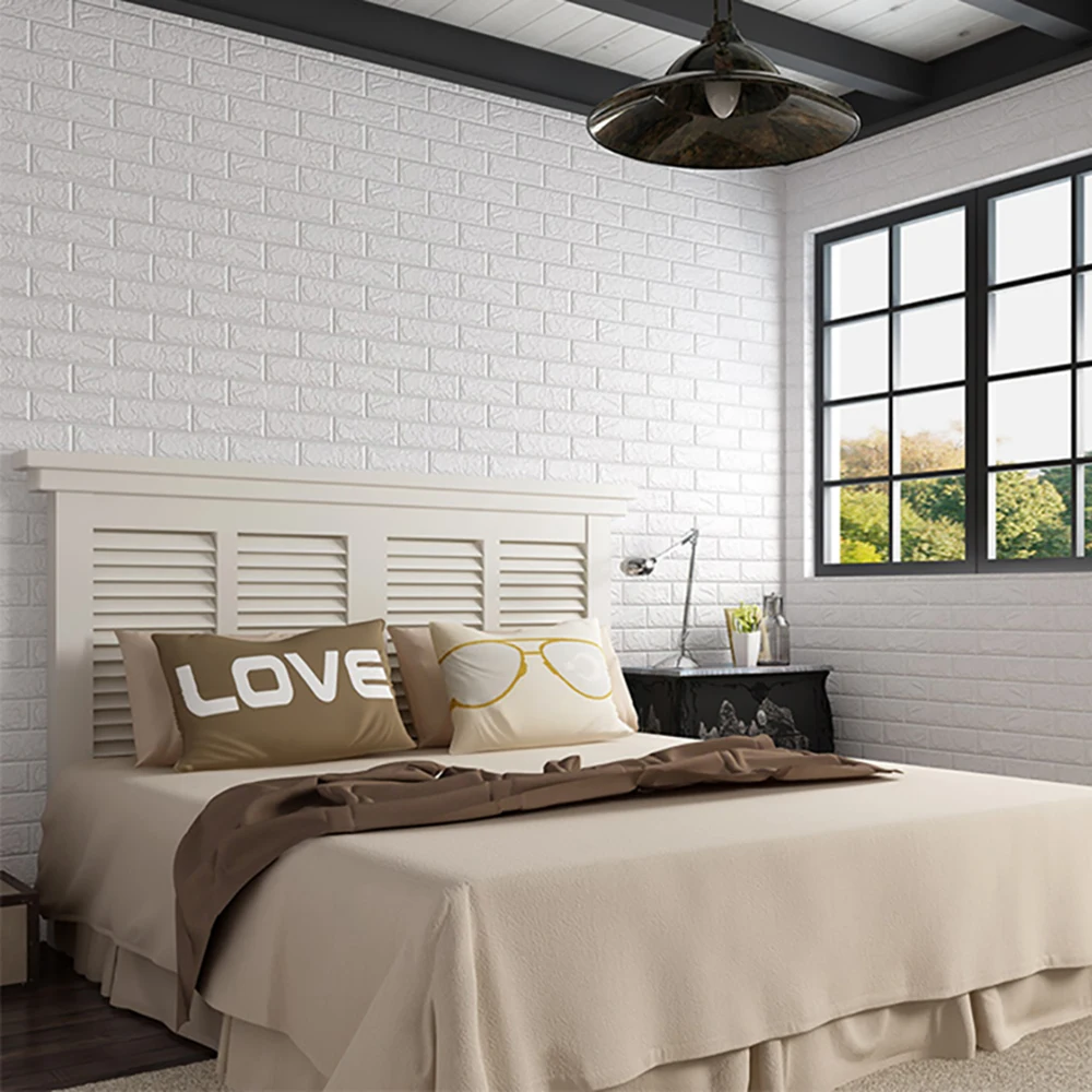 38.5X35cm 3D Self-Adhesive Waterproof Wall Sticker Solid Color Brick Pattern Living Room Bedroom Decorative Wallpaper - view 2