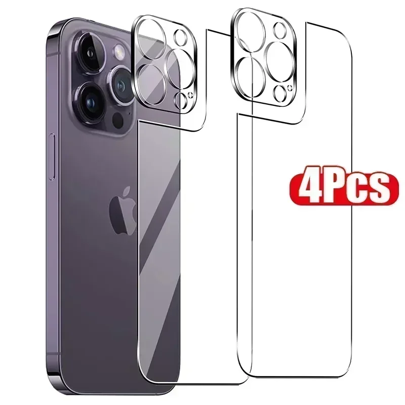 

Закаленное стекло 4 в 1 для IPhone 15 14 13 11 Pro Max 12 Mini Plus 15Plus 15Pro 14Pro, Защитная пленка для задней панели объектива камеры