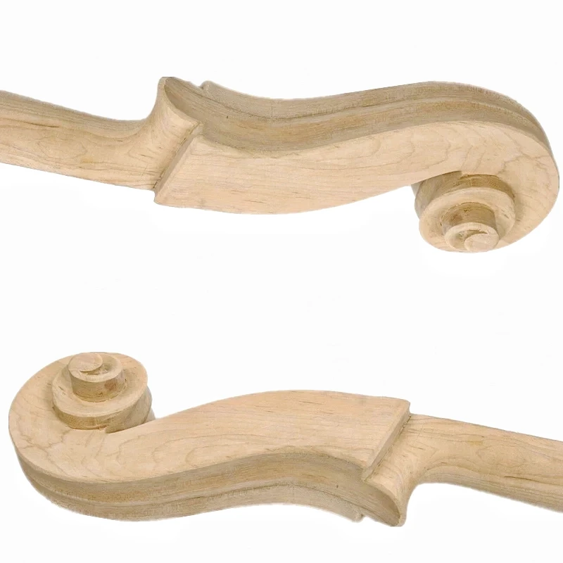 High Quality Unfinished 4/4 Cello Neck head Scroll Maple Full size Unvarnished DIY Cello parts accessories no Peg Hole