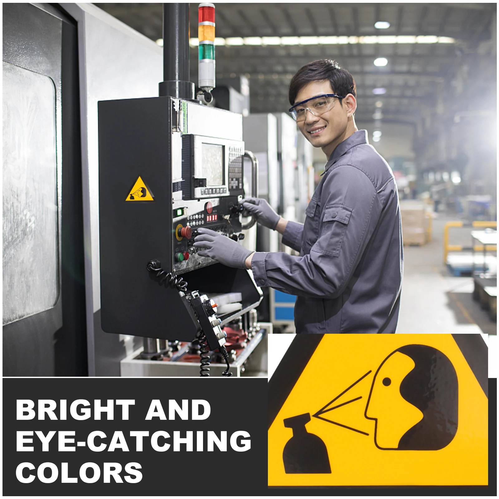 

2pcs Protective Sign Material Self Adhesive Splashing Sign Caution Warning for Factory Industrial Equipment
