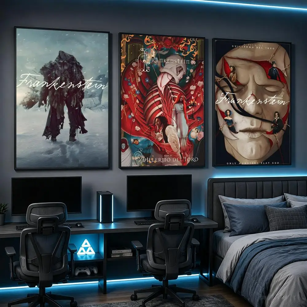 horror Frankenstein Poster HD Poster Anime Aesthetic Wall Art For Game Anime Lovers Bedroom Gaming Room Decor Ideal Gift
