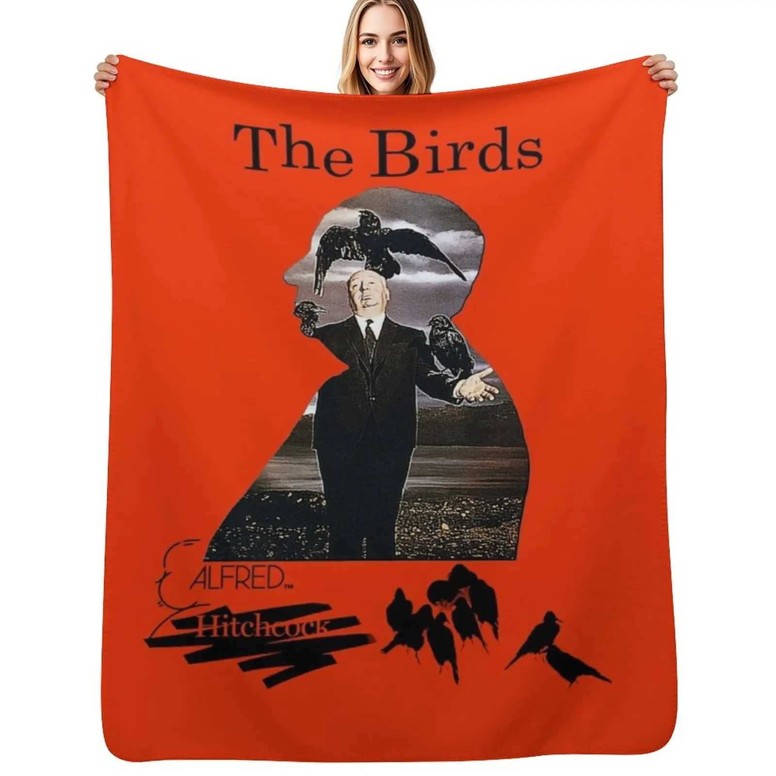 

Alfred Hitchcock - The Birds (Orange Version) Throw Blanket Softest Soft blankets and throws Flannel Fabric Blankets