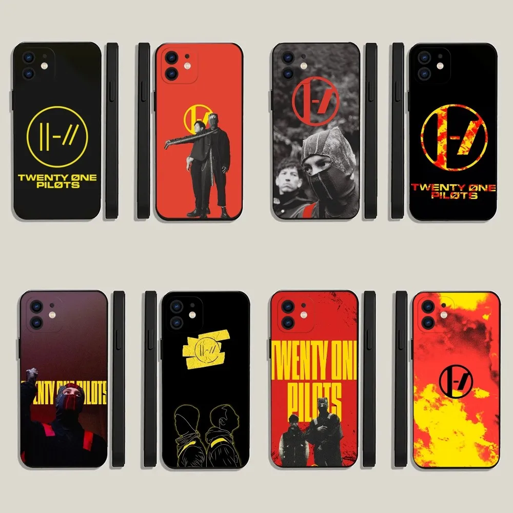 T-Twenty one pilot  Phone Case For iPhone 15,14,13,12,11,Plus,Pro Max,XS,X,XR,SE,Mini,8,7 Soft Silicone Black Cover