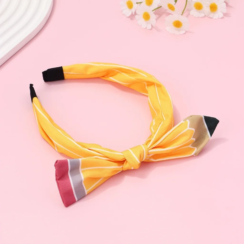 Scrunchie Hair Accessory Soft Pencil Pattern Bow Bow Hair Accessory Cute Pencil Bow Hair Clip For Ponytail Children Birthday