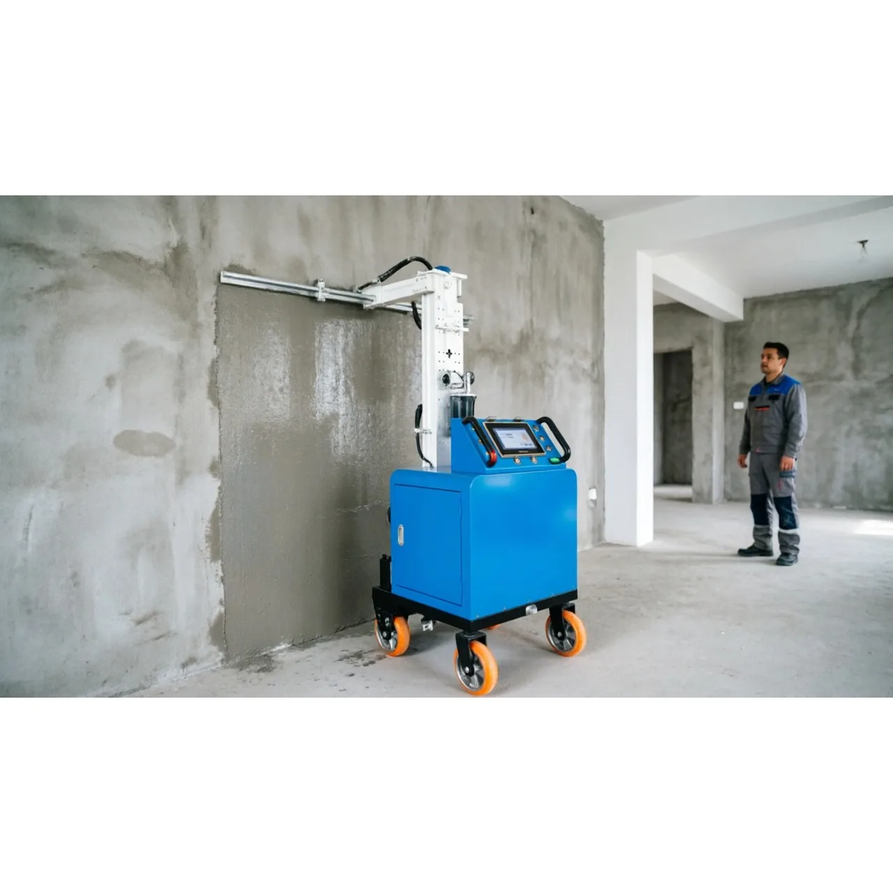 Hot seller Vertical Wall Rendering Machine Wheeled Portable Chassis Low Noise Commercial Building Interior Wall Putty Equipment