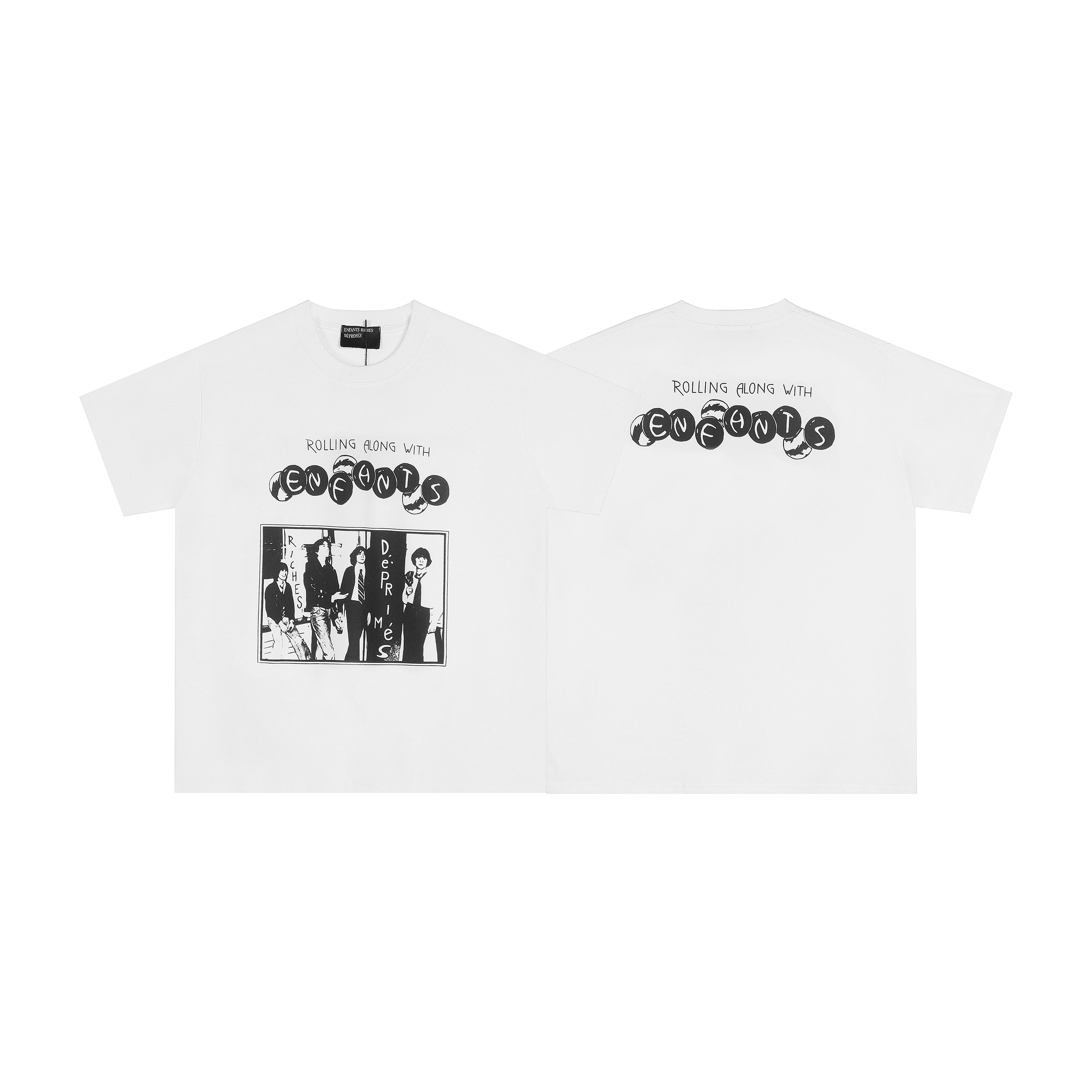 Pure Cotton Short Sleeve T-Shirt Boys Performance Print High Street Hip Hop Style Casual Loose Fit round Neck Tee for Teens