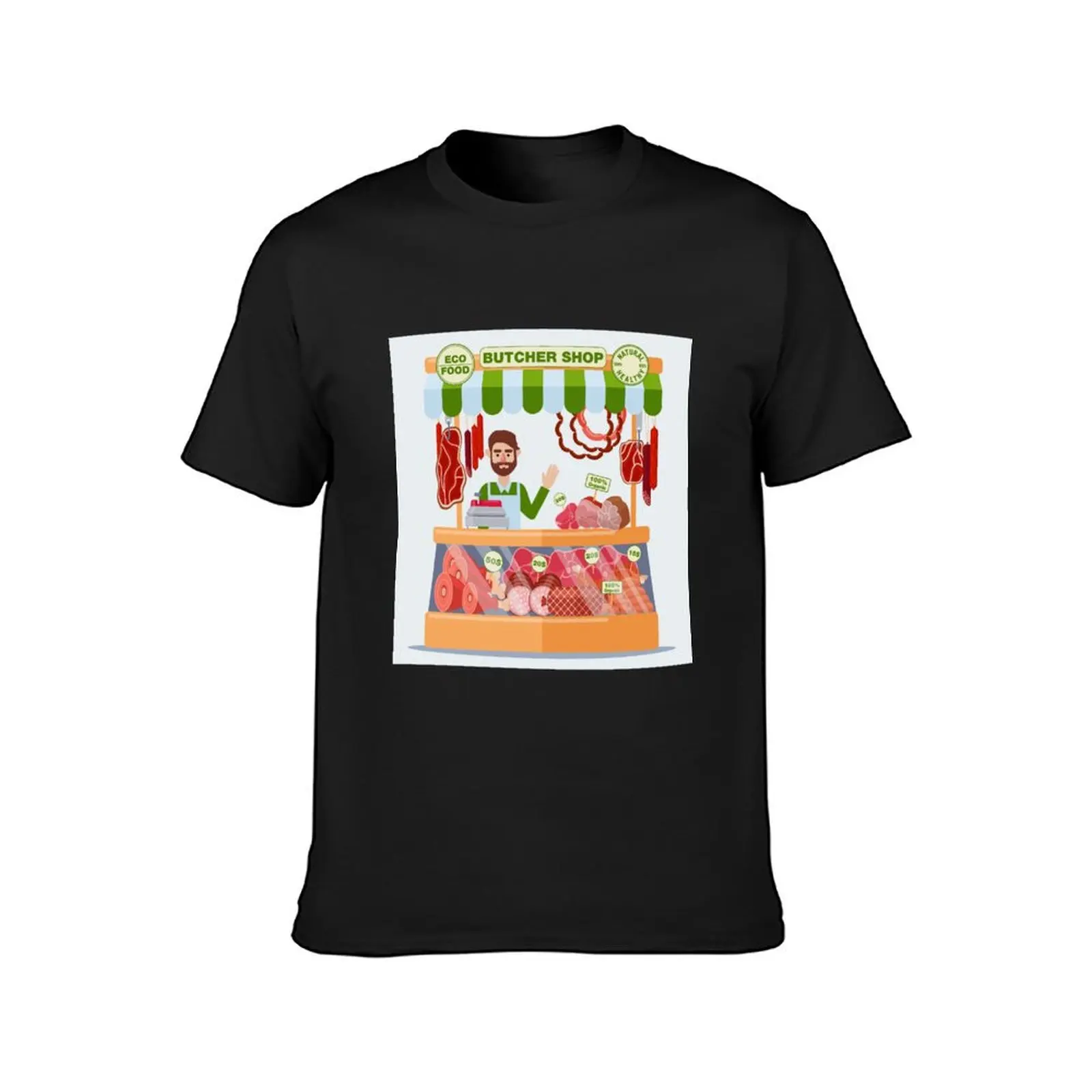 Butcher Shop. Meat Seller. Meat Products. T-Shirt animal prinfor boys customizeds plus sizes quick-drying t shirt for men