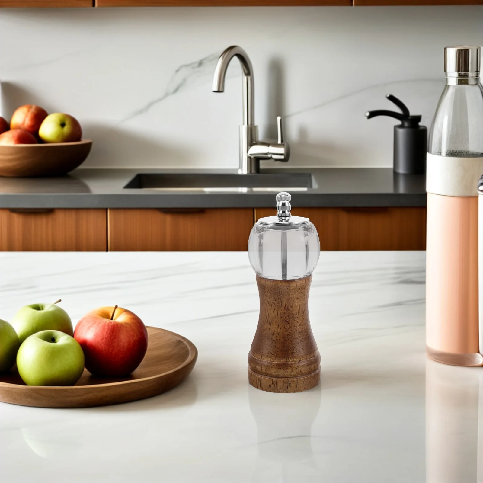 

Hand Crank Pepper Grinder Manual Metal Handle Wooden Acrylic Body Refillable Salt Pepper Mill Seasoning Tool for Bbq Kitchen