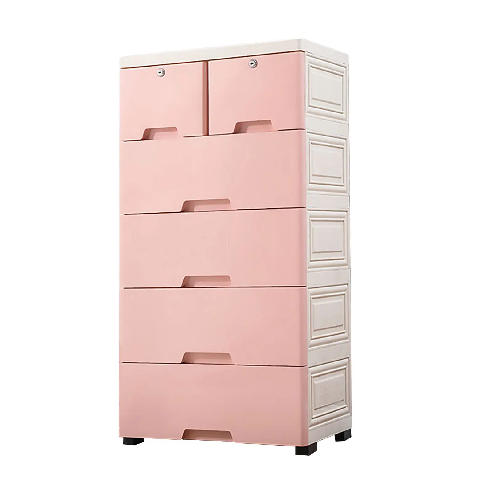 Meuble de Rangement Rose Commode en Plastique, Meuble de Chambre à Coucher, 6 MELPlastic