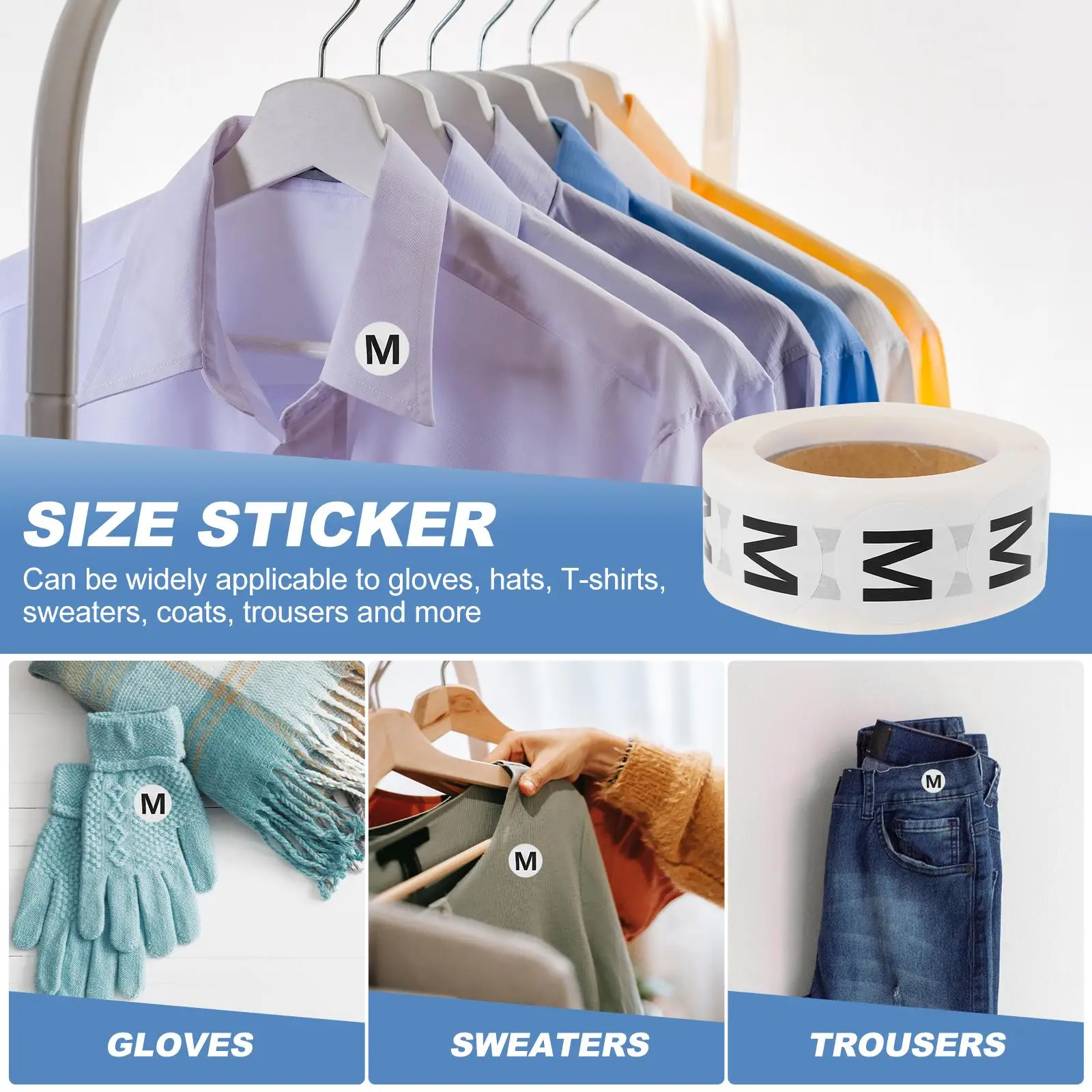 2 Rol Stiker Ukuran Pakaian Multifungsi Kertas Perekat Pakaian Anak Praktis