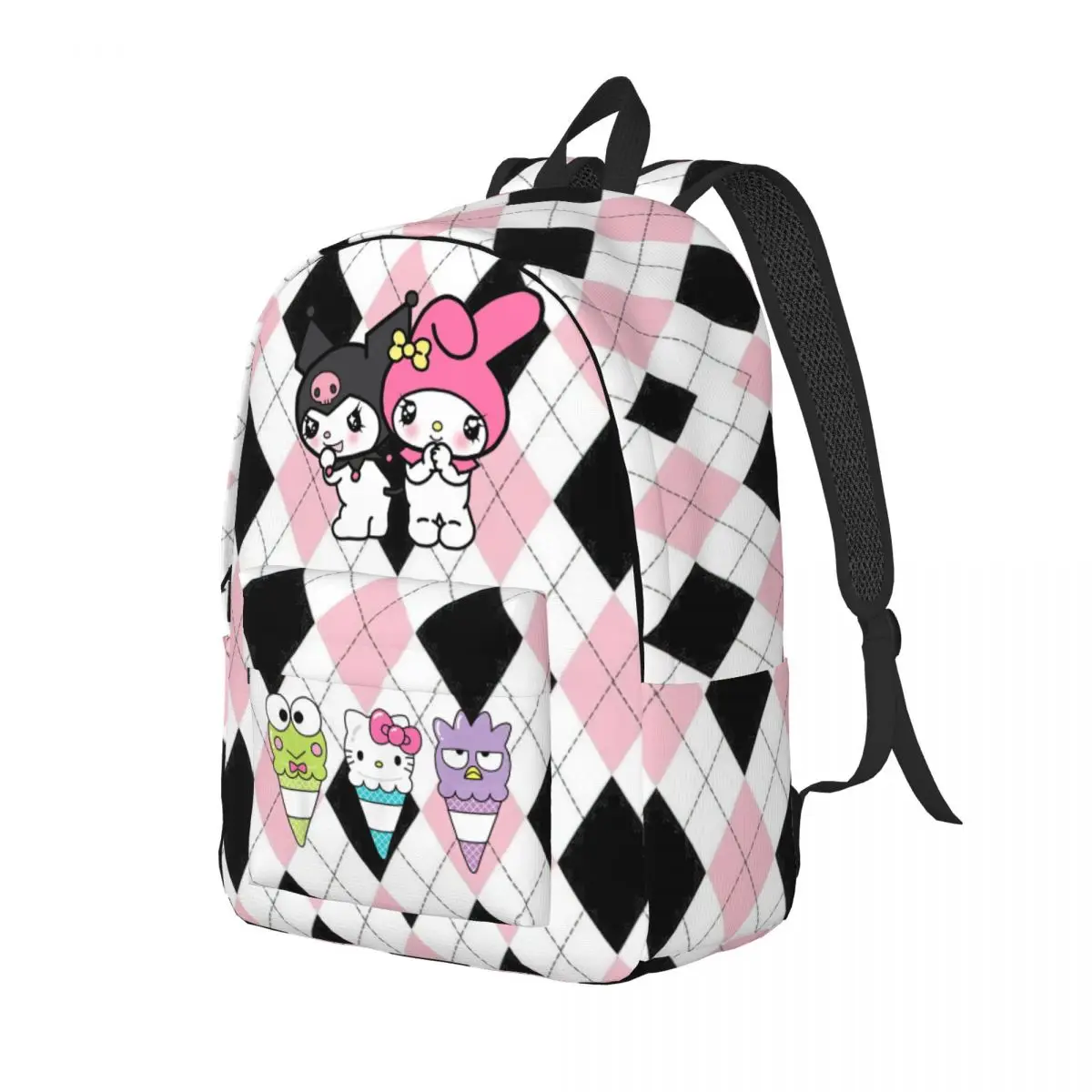 Keroppi Hello Kitty Badtz Maru Mochila para Homens e Mulheres, Bolsa de Ombro Leve, Ensino Médio, Caminhada, Viagem, Laptop, Moda