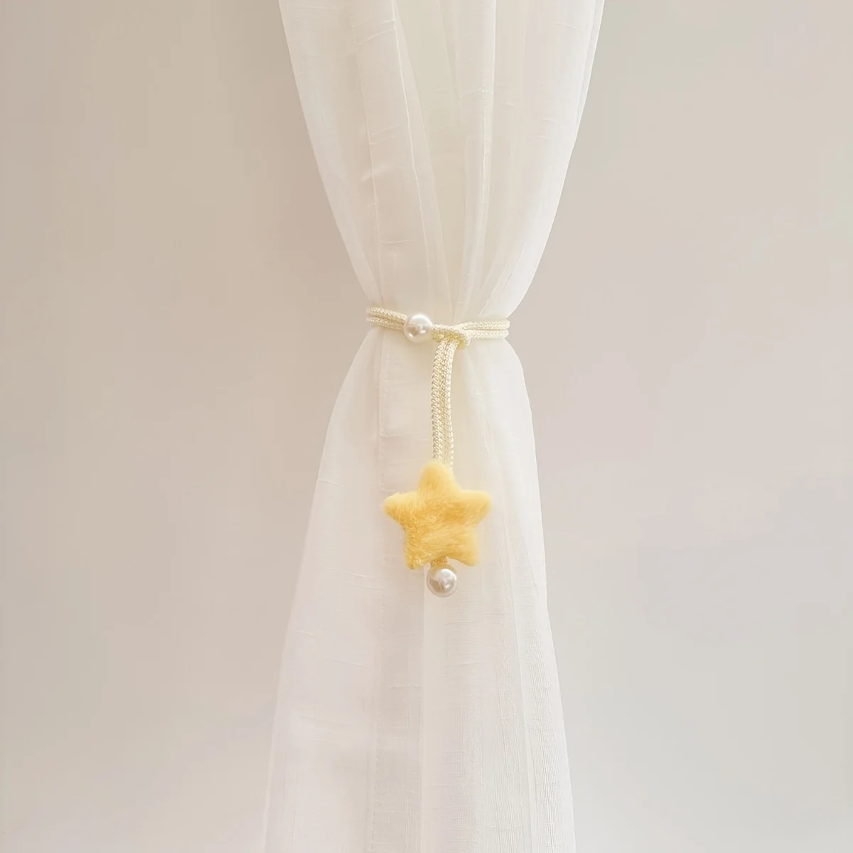 2PC INS-style Cute Three-dimensional Plush Star Bead Curtain Tie – Multi-purpose Rope for Children Room, Mosquito Net