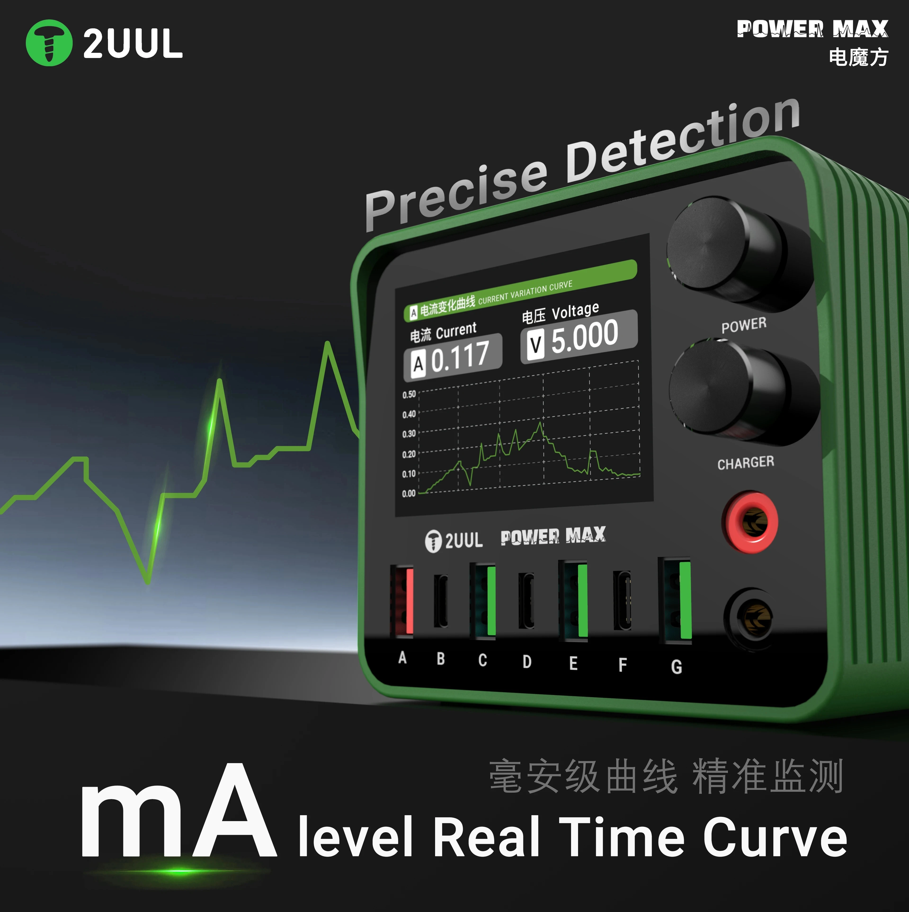 

2UUL PC01 Power Max: Мобильная ремонтная станция для ноутбуков, многопортовое зарядное устройство и регулируемый блок питания, инструмент для беспроводной быстрой зарядки