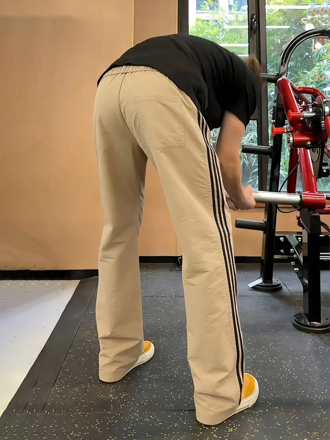 

Khaki Tee-Striped Ice Silk Qui-Dry Men's Fitn Pants Spring Summer Cool Sensation Breathable Spor American Stripe Tro...