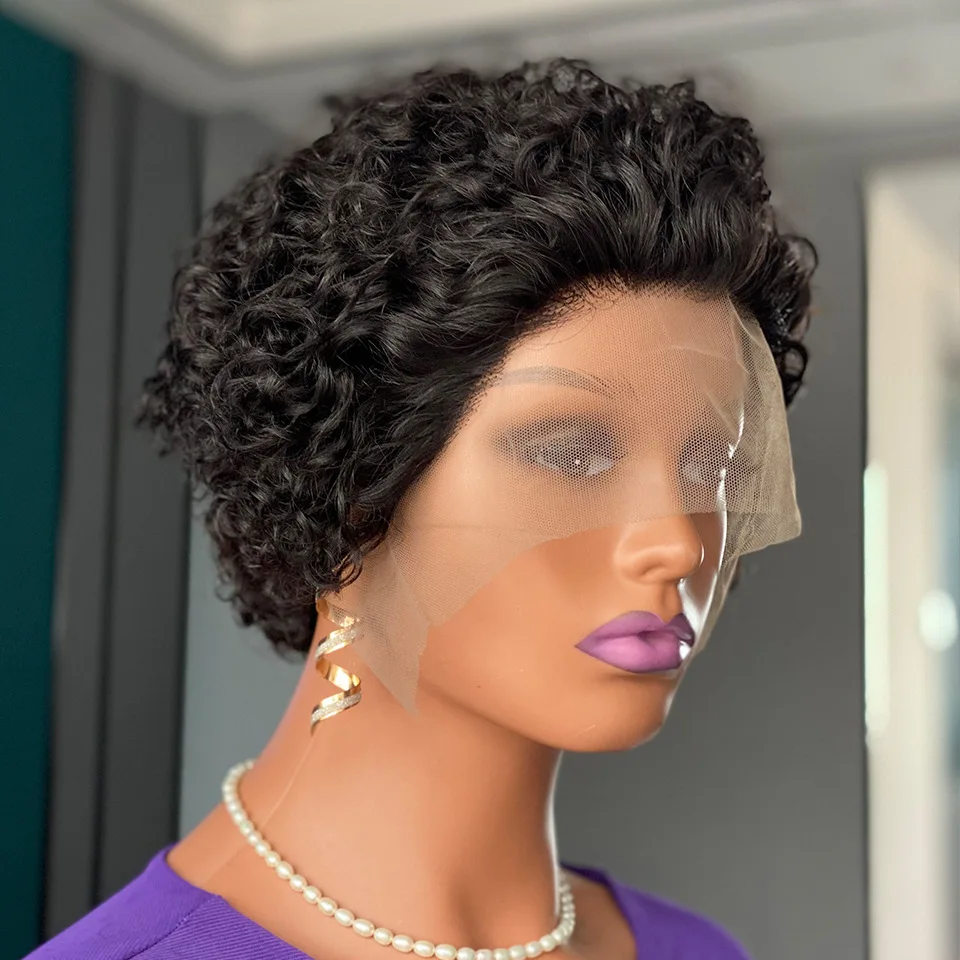 Phashion Curly Pixie Cut Lace Wig Human Hair 13x1 Lace Short Wave Remy Brazilian Hair  Ready To Wear Glueless For Black Women