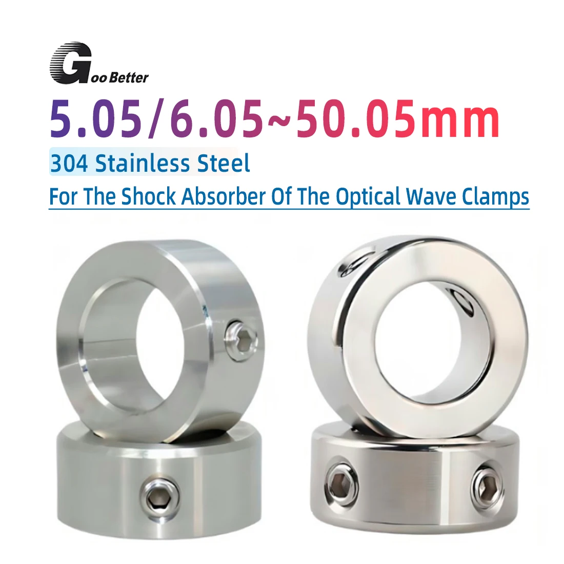 Stainless Steel Shaft Collar, 304 Stainless Steel Limit Ring, Solid Steel Metric Clamping Shaft Collar Diameter 5.05 Mm~50.05mm