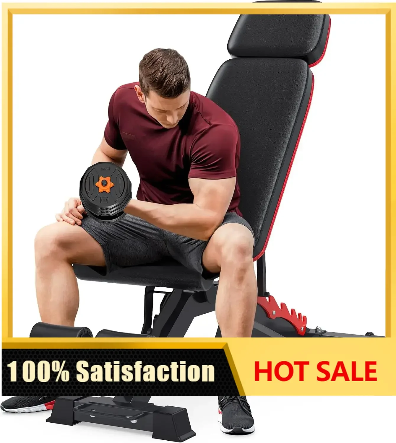 1200LBS Adjustable Weight Bench Press, Heavy-duty Workout Bench for Home Gym, Extra Headrest, Incline Decline strength