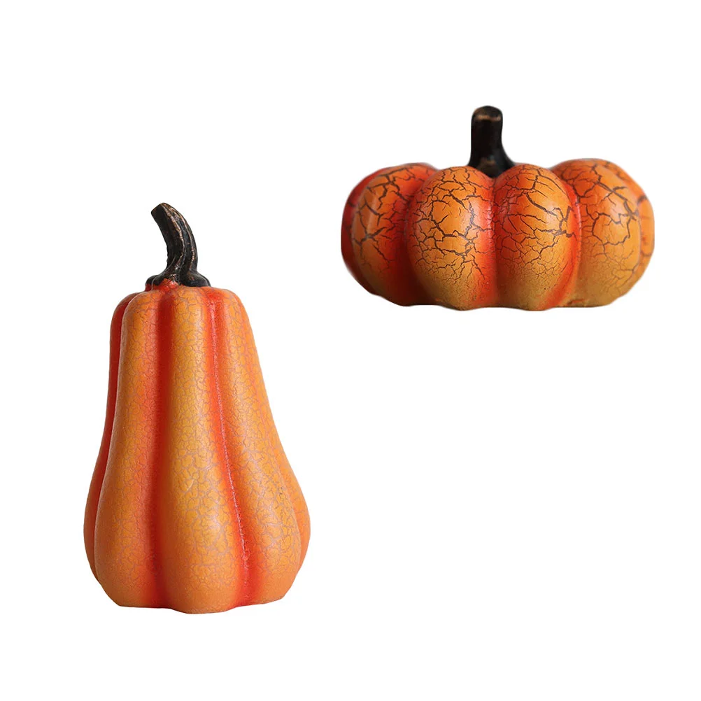 

2 Pcs Pumpkin Light Lights Lamp Round Halloween Decor LED Resin Decorative Props