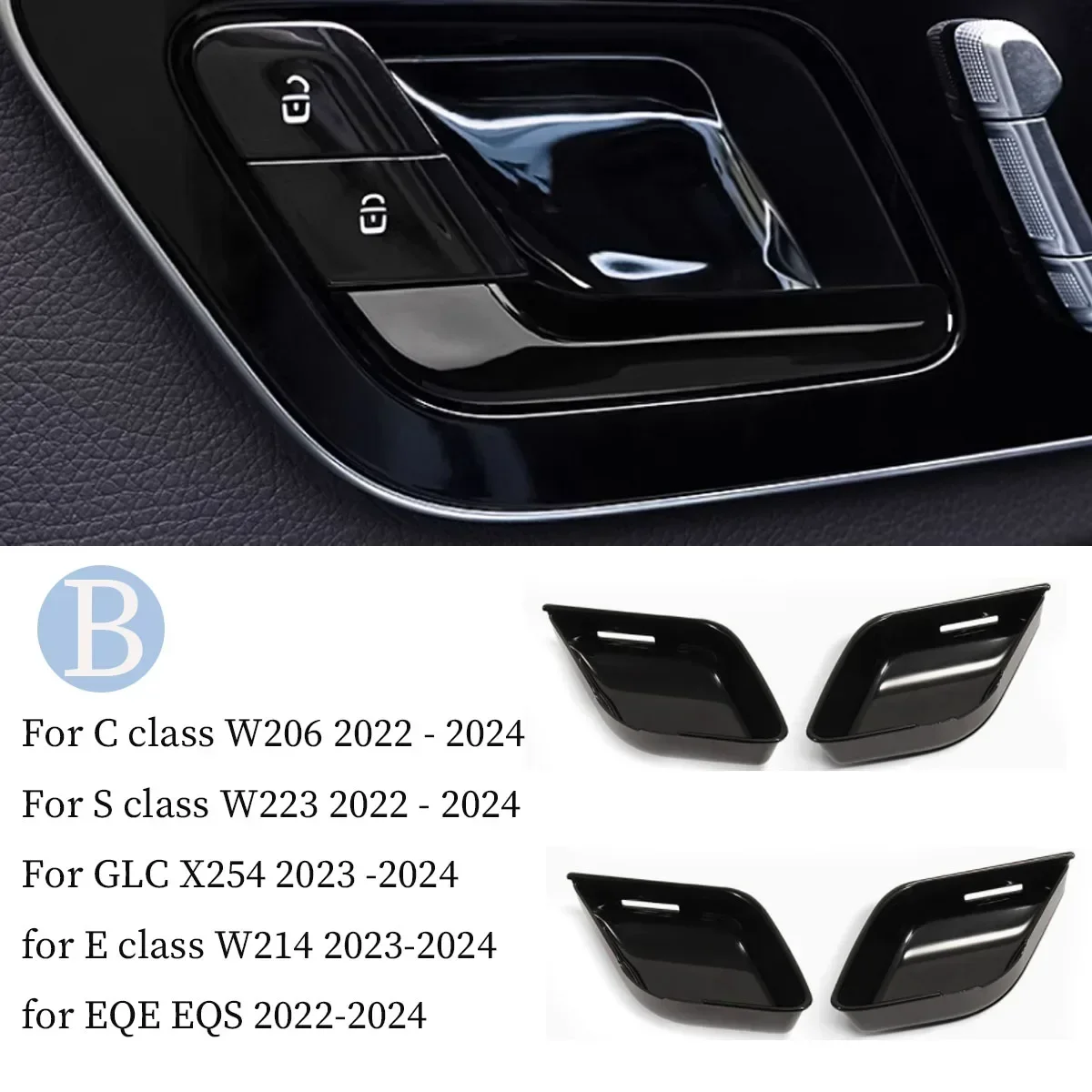 

ABS Inner Door Handle Bowl Decor Cover for Mercedes Benz C E S GLC Class W206 W223 X254 W214 EQE EQS Trim Interior Accessories