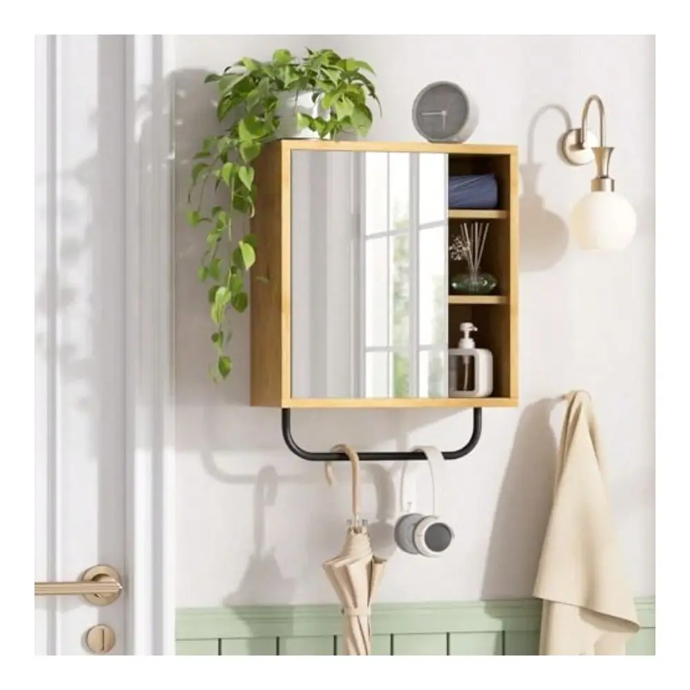 

Medicine Cabinet With Mirror Bamboo Medicine Cabinet Wall Mounted Over The Toilet Storage With Towel Bar For Bathroom Small Spa