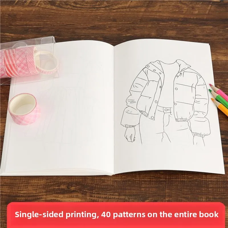 Versión en inglés 40 trajes para peinar ropa de moda libro para colorear cinta manual Graffiti