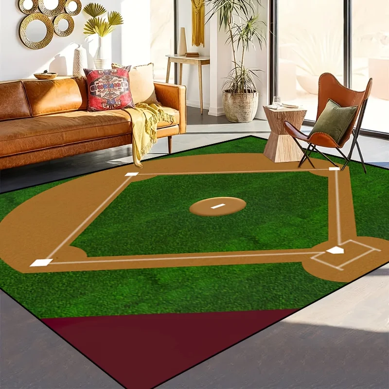 Green Grass Design Area Mat - 1pc, Thick Felt Polyester, Machine Washable, Ideal for Living Room, Bedroom Hallway Outdoor Spaces