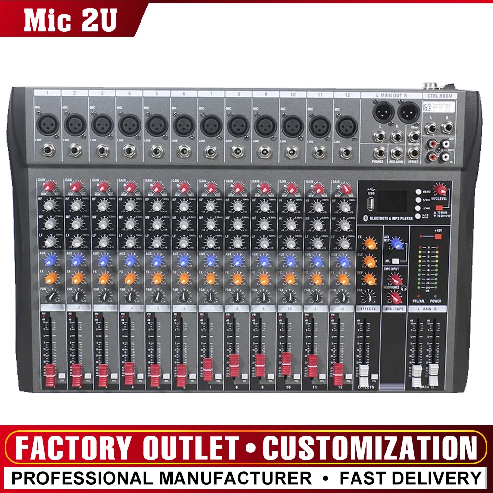 

Dj Controller 12 Channel Mixer Audio Sound Mixing Table Card Professional Pc Digital Consoles Interface Console Pro Equipment