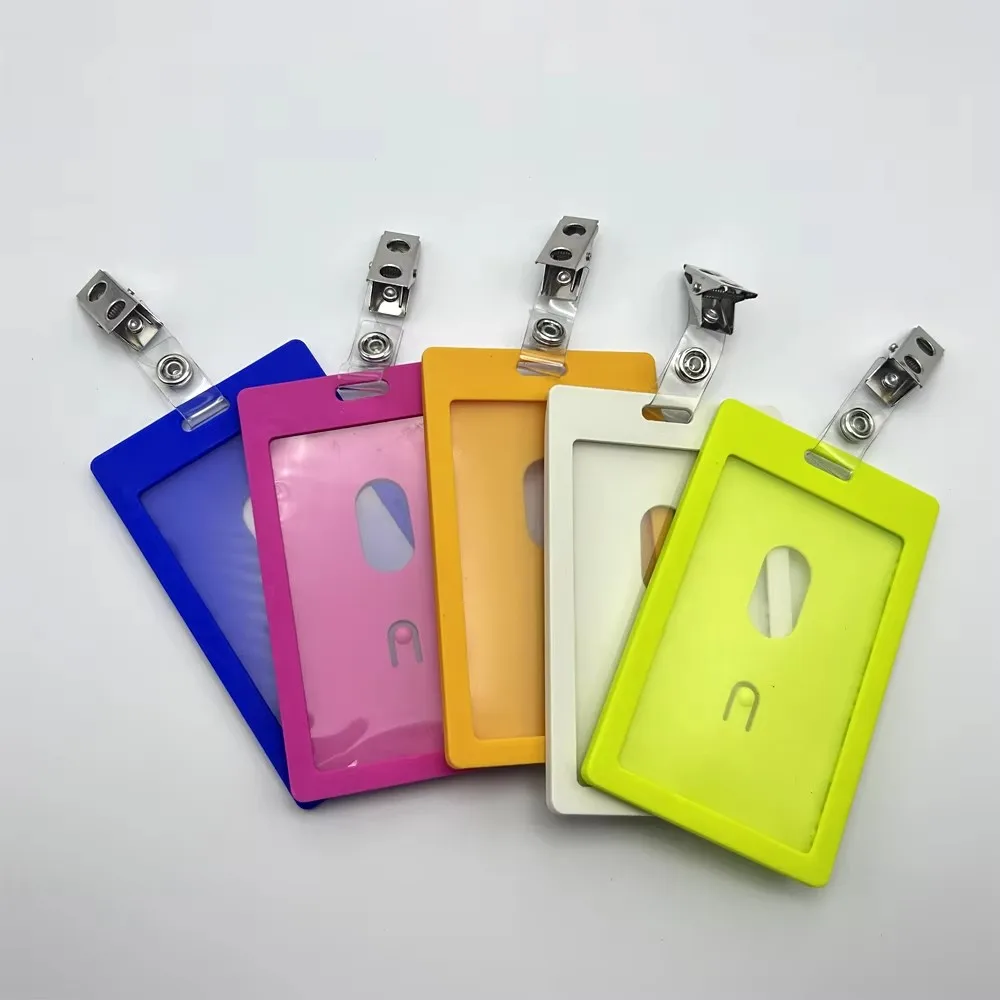 5 Sets Women Men Plastic ID Credit Bank Card Holder With Clips StudentsDoor Identity Badge Cards  Bus Card Case Visit Cover