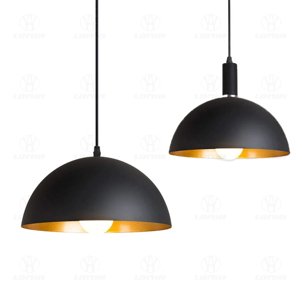 GEW Modern Pendant Lights Black Aluminum Semicircle Hanging Light Fixtures Restaurant Kitchen Island, Dining Table Home Decor