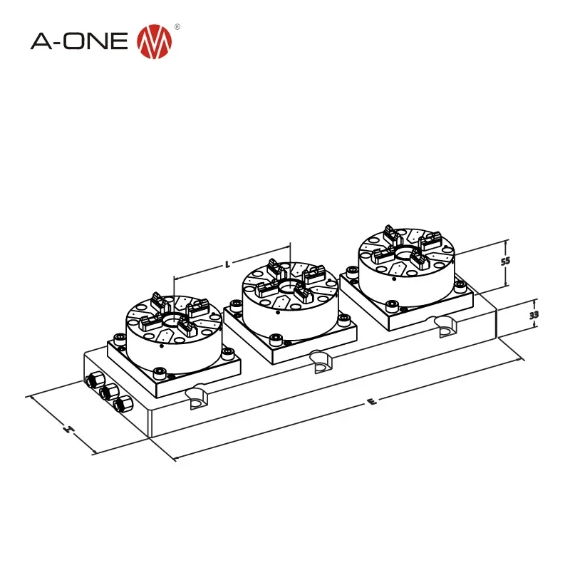 High Precision Stainless Steel Pneumatic 3-fold 4 Jaw Self Centering Chuck for CNC Machining 3A-100924