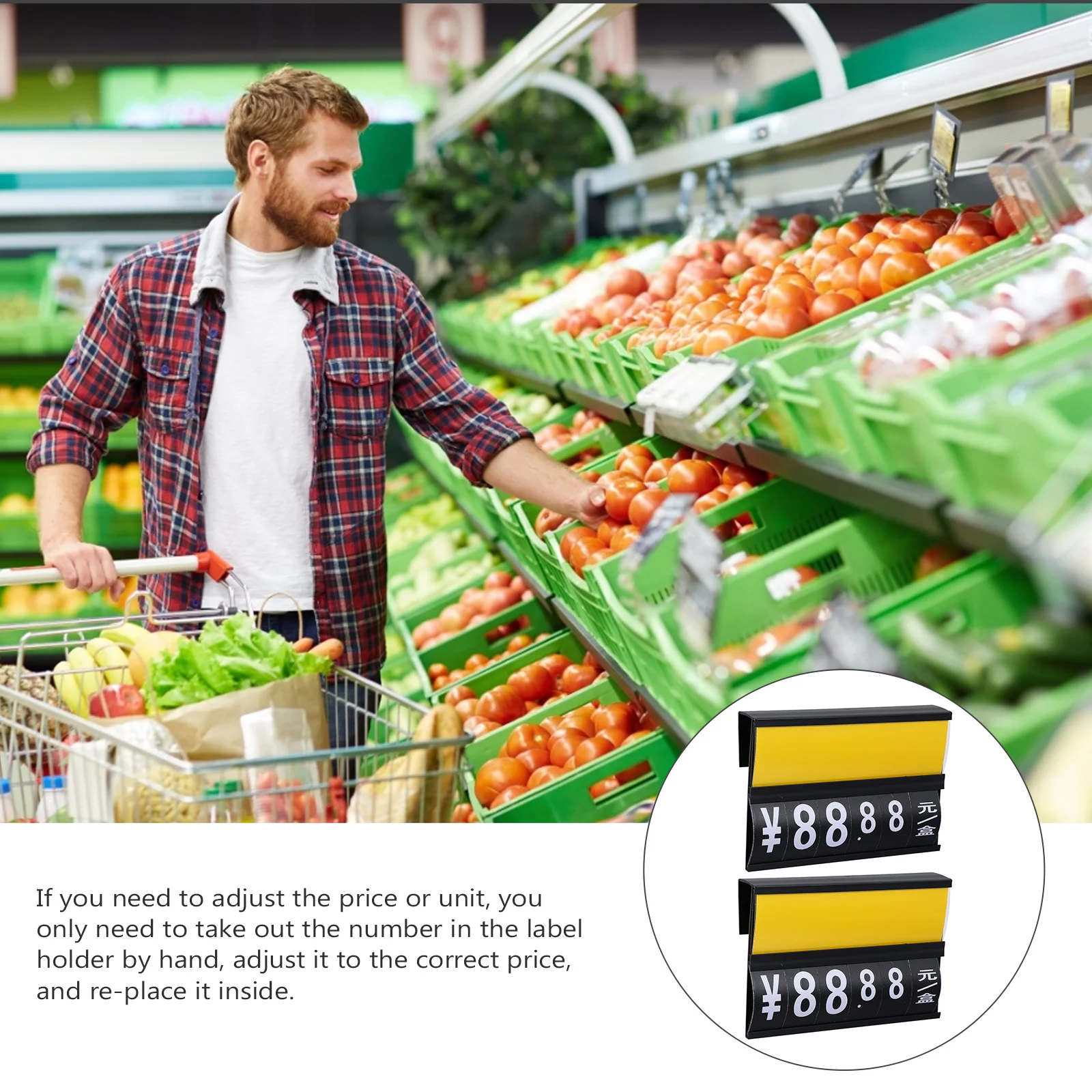 2Pcs Combined Price Card Portable Lightweight Non-Toxic Label Holder for Vegetable Price Sign Display