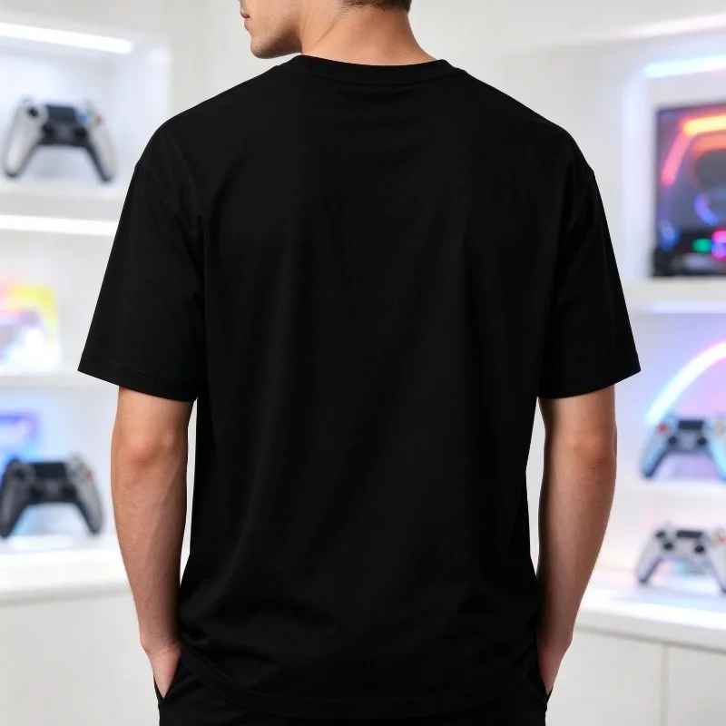 I Paused My Game To Be Here T-Shirt Men Modal Short Sleeve Anime Girl Graphic Print Casual Gamer Streetwear Tee Top