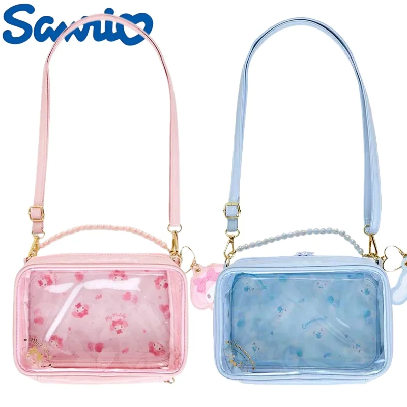 

New Sanrio Uniform Bag Shoulder Crossbody Cartoon Cinnamoroll Itabag Translucent Badge Storage Holiday Gift Commuting