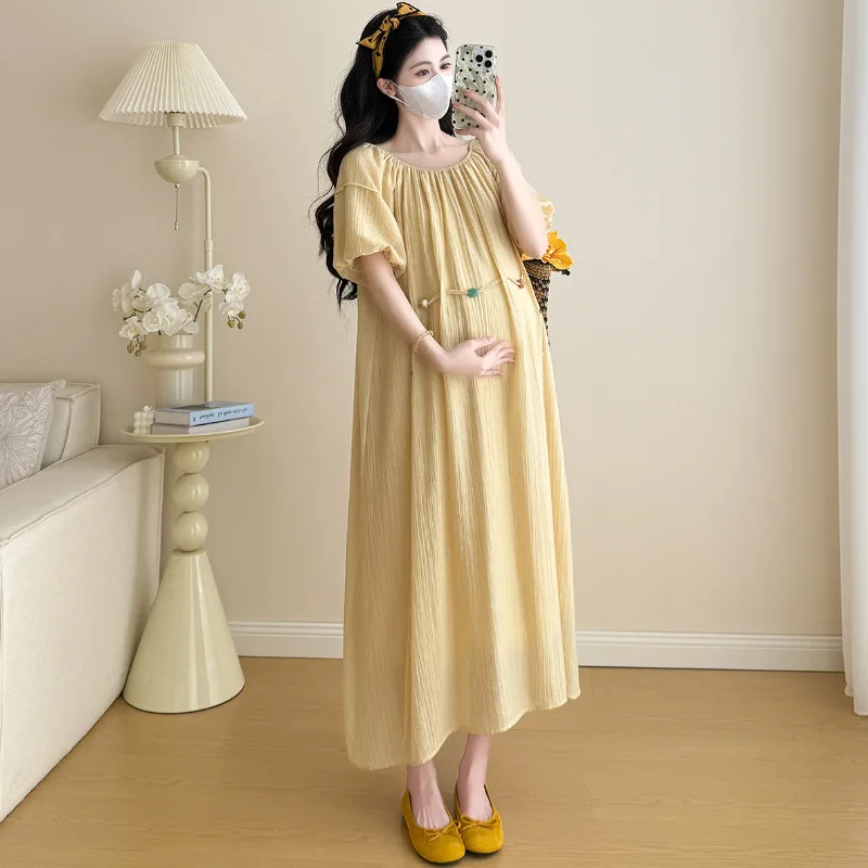 2025 출산 드레스 여름 단순 느슨한 슬리밍 프랑스어 다목적 출산 드레스