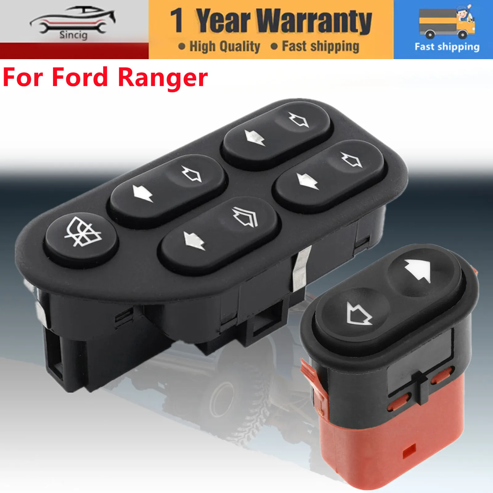 Botón de Control de elevador de interruptor de ventana Powe para Ford Ranger Fiesta Ecosport Mitsubishi Space Star 7S6514529AA 95BG14529AB