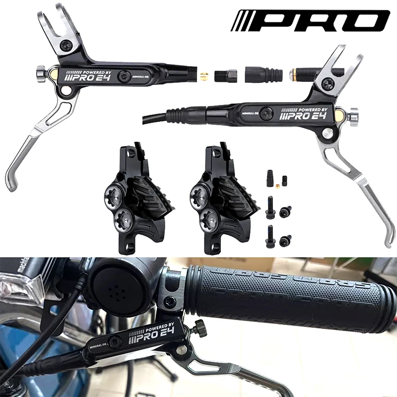 

IIIPRO 4 Piston Bicycle Hydraulic Brake E4 Oil Hydraulic Disc Brakes MTB AM DH CNC Mineral 800/1550mm Front Rear Bike Brake Set