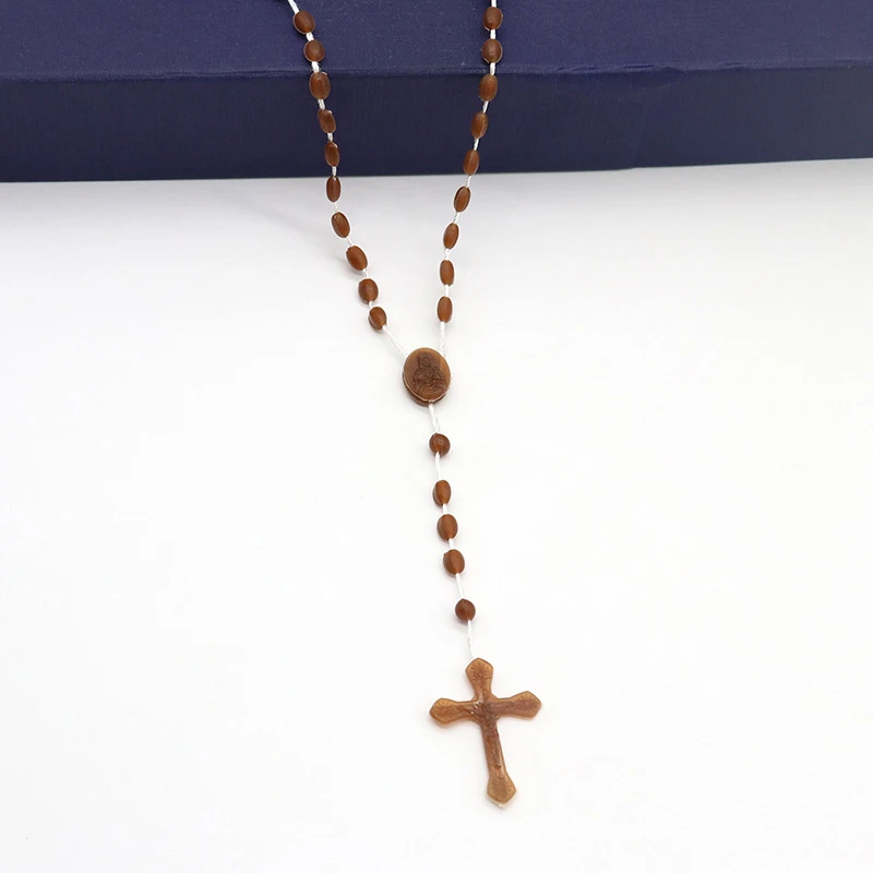 Luminous Catholic Christ Jesus Cross Plastic Rosary Crucifix Necklace Religious Church Decoration Wall Crosses Souvenirs Gifts