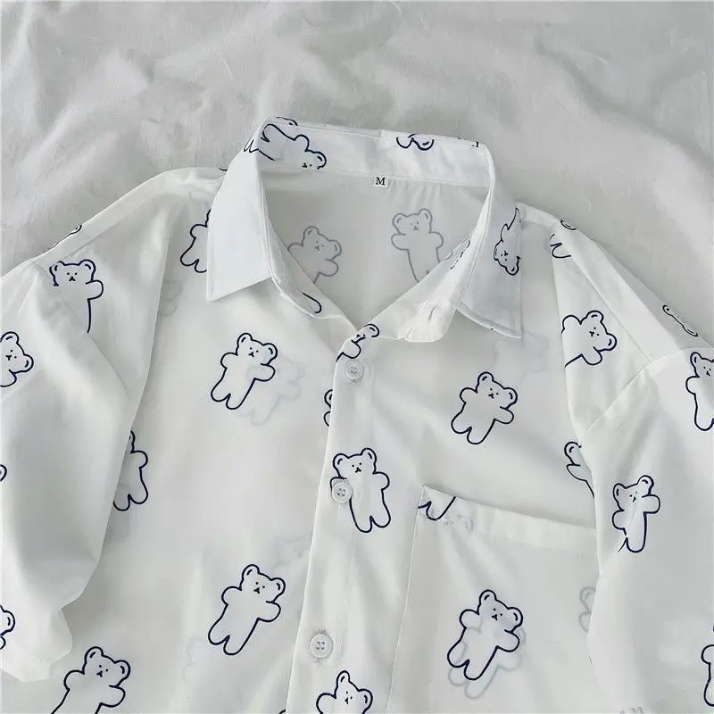 Camisa holgada de manga corta para chica, camisa versátil de estilo coreano, estilo Hong Kong, retro, ins, talla grande, 200 libras