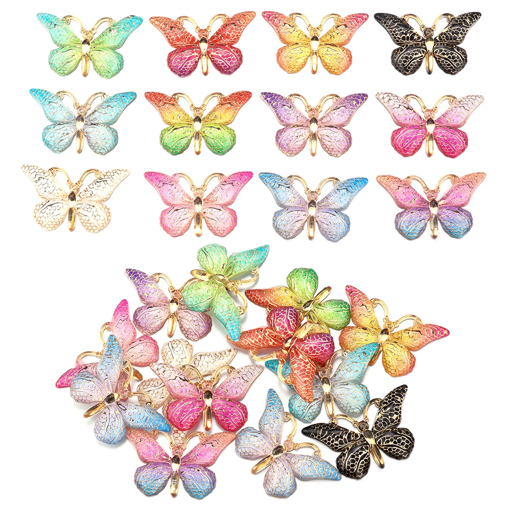 10Pcs/Lot  Acrylic Gradient Butterfly Flat Patch Kids Hairpins Children Headwear Cute Headwear Princess Hair Accessories