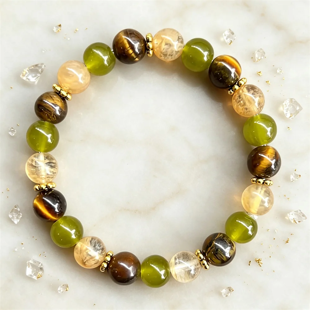 Tigers Eyes Citrine Bracelet Women Spring Summer Jewelry Healing Yoga Beads Bangles Cool Gift for Mom
