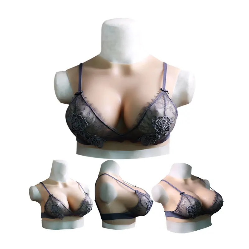 

Plump Silicone Breast Forms Bodysuit Huge Fake Boobs Plate For Shemale Dragqueen Crossdress Trans Cosplay Areola Nipple Shake