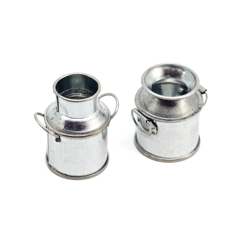 1Pc 1:12 Dollhouse Miniature Farm Metal Milk Can Kettle Pot Flower Bucket Kids Pretend Play Toys Doll House Accessories