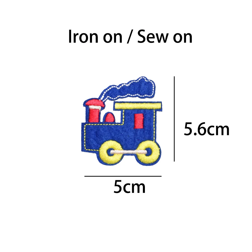 7 pezzi di toppe del treno cucite sul treno decorazioni per feste a tema di compleanno treno dei cartoni animati Applique ricamate ferro su adesivi