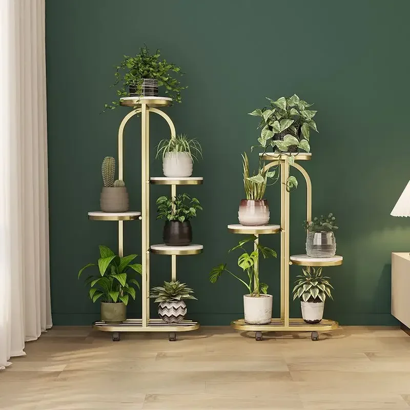 A13 Light Luxury Multi-layer Wrought Iron Flower Stand Indoor Living Room Balcony Floor-to-ceiling Flower Pot Rack