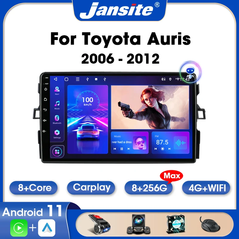 

Автомагнитола Jansite 2 Din Android 11 для Toyota Auris E150 2006-2012 Carplay Авто DVD стерео Мультимедийный Плеер Авторадио Bluetooth