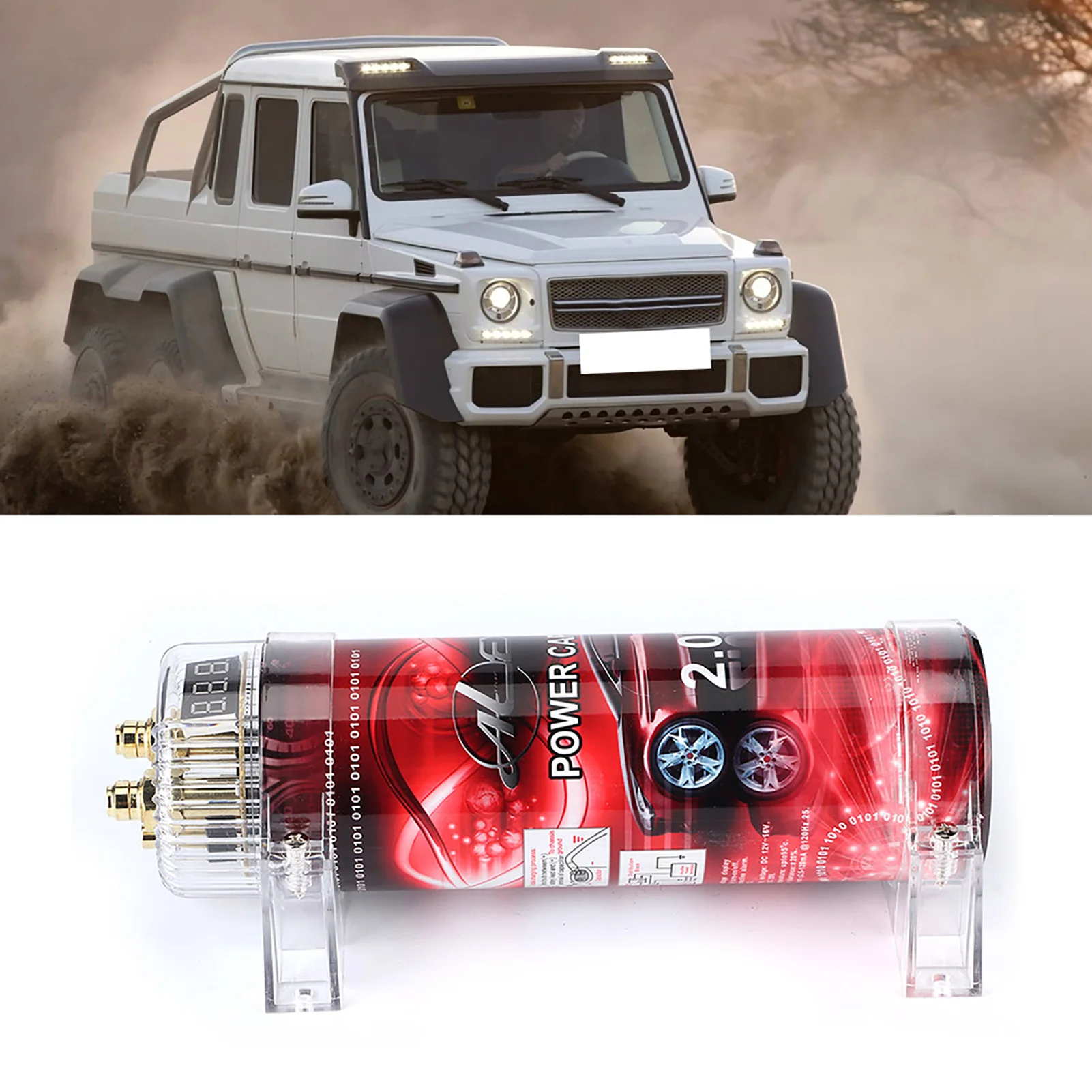 2  Car Audio Power Capacitor Amplifier Voltage Regulator Red LED 10‑16V  Modified Auto Parts 2  Audio Capacitor
