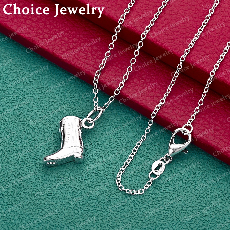 40-75cm 925 Sterling Silver Boot Pendant Necklace For Women Men Anniversary Gift Popular Wild Fashion Romantic Jewelry