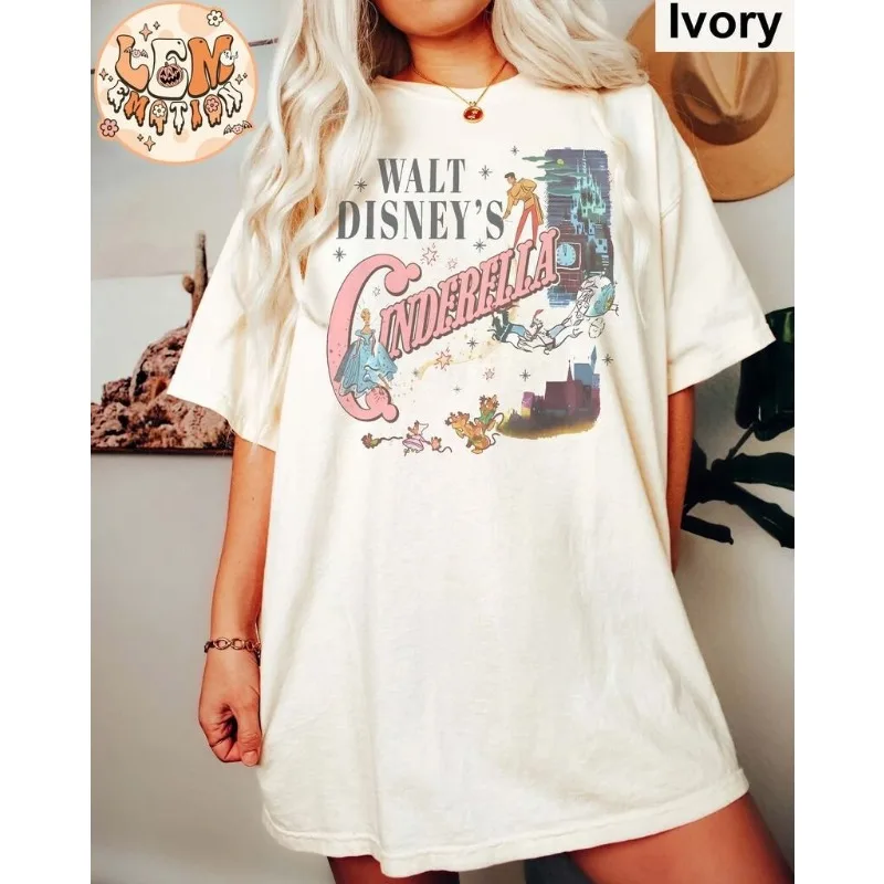 ديزني سندريلا الأميرة قميص المرأة تي شيرت الصيف نمط جديد للرجال والنساء عارضة أزياء الشارع ارتداء