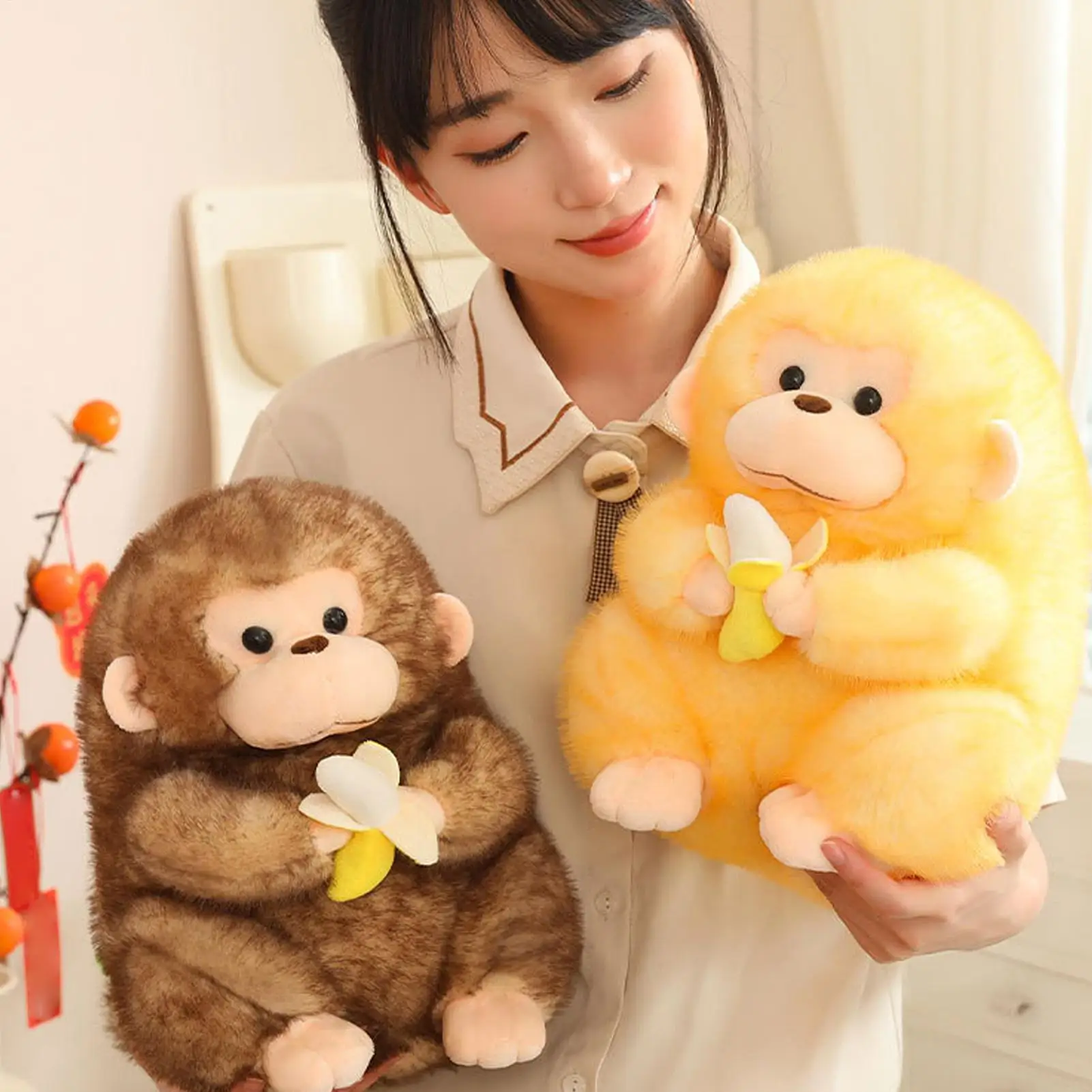

Monkey Stuffed Animal 11.8 Inch Cute Soft Plush Doll Holding a Banana Stuffed Monkey Toy for Kids Birthday Gifts Home Decor