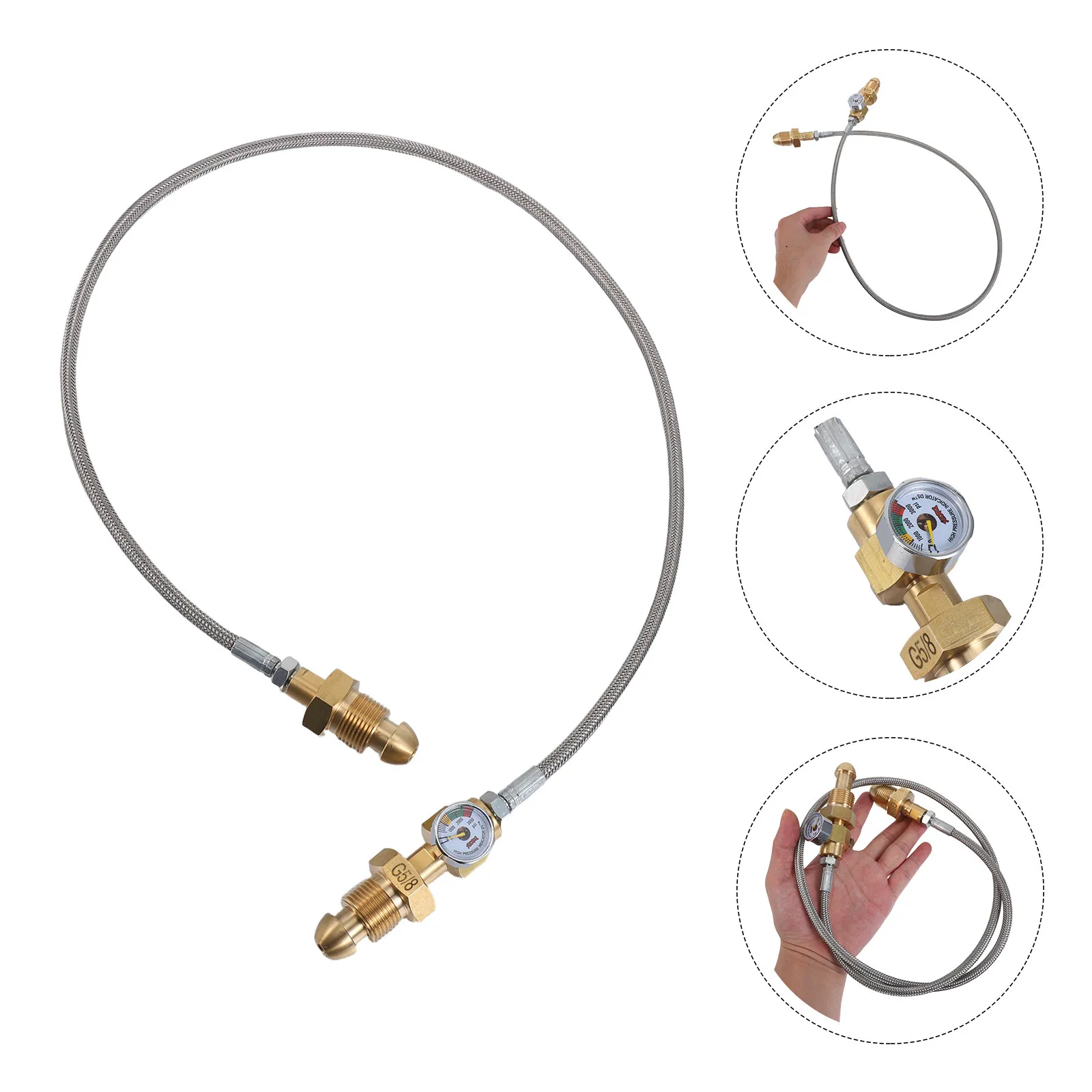 

Argon Bottle Conversion Hose Pressure Line Transfer with Gauge Gas Cylinder Filling Adapter